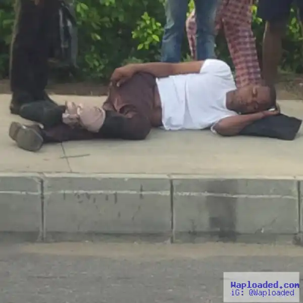 Man rescued after his car goes up in flame in Lagos this morning